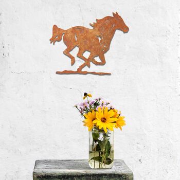 Rusted Metal Horse Running Horse Wall Art Decor, 7 of 10