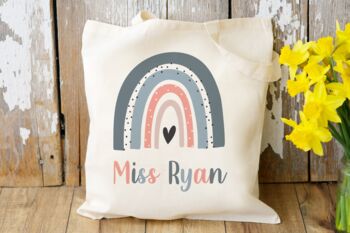Rainbow Blue Teacher Tote Bag, 3 of 3