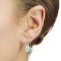 Sterling Silver Turquoise Flower Drop Earrings, thumbnail 2 of 7