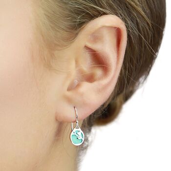 Sterling Silver Turquoise Flower Drop Earrings, 2 of 7