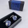 Liberty Cufflinks In Navy Strawberry Thief, thumbnail 2 of 2
