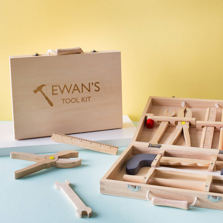 Personalised Wooden Tool Kit Toy, 1 of 2