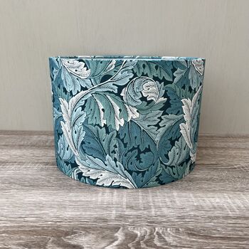 William Morris Acanthus Teal Drum Lampshades, 6 of 10