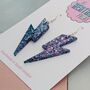 Large Purple Glitter Lightning Earrings, thumbnail 4 of 4