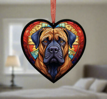 Bullmastiff Stained Glass Effect Heart Suncatcher, 4 of 6