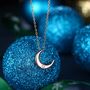 Crescent Moon With Starburst Cz Necklace, thumbnail 6 of 11