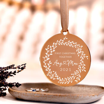 Our First Christmas Together Couples Gold Bauble, 6 of 6