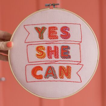 Yes She Can Embroidery Hoop Kit, 6 of 6