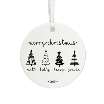 Personalised Black And White Family Christmas Tree Bauble, 2 of 5
