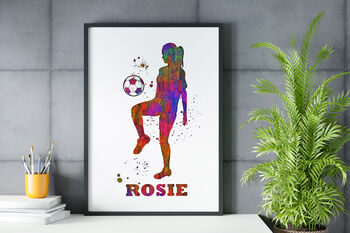 Girl Football Personalised Art Print, 4 of 5