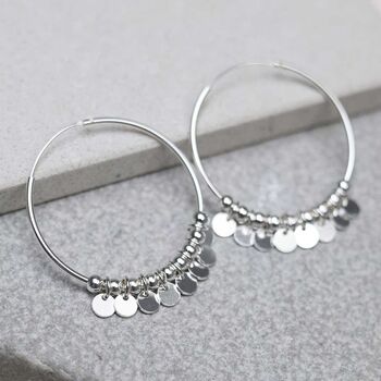 Sterling Silver Sequin Hoop Earrings, 4 of 7