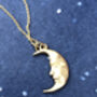 Solid Gold Moonface Necklace With Real Diamond Eye, thumbnail 7 of 12