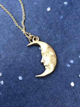 Solid Gold Moonface Necklace With Real Diamond Eye, 7 of 12