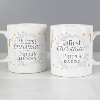 Personalised 'On Your First Christmas' Set Of Two Mugs, 4 of 6