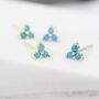 Sterling Silver Turquoise Trinity Stud Earrings, thumbnail 1 of 12
