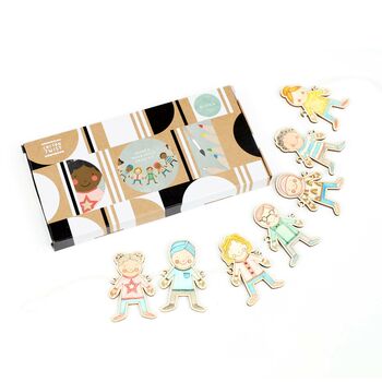 Personalised Wooden 'Paper Doll' Garland Craft Kit, 2 of 12