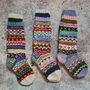 Fair Isle Folk Sofa Socks 100% Wool, thumbnail 1 of 6