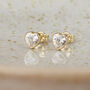 Heart 9ct Gold Stud Earrings With Cubic Zirconia, thumbnail 1 of 4
