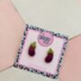 Aubergine Glitter Resin Studs / Chef Gift / Fun Food Inspired Jewellery / Handmade Resin Earrings, thumbnail 3 of 5