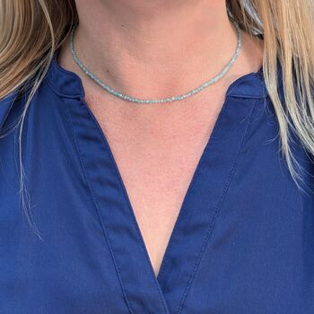Amazonite Skinny Gemstone Beaded Necklace, 2 of 6