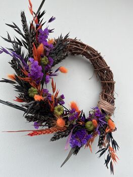 Dried Flower Halloween Pumpkin Wreath, 2 of 4