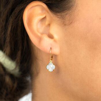 Frosted White Square Earrings With Swarovski Crystals, 2 of 3