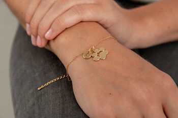 Gold Plated Paw Print And Initial Bracelet, 2 of 3