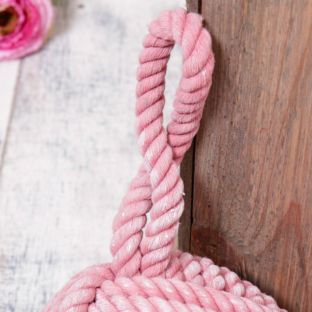 white, pink and blue jute rope door stop by dibor