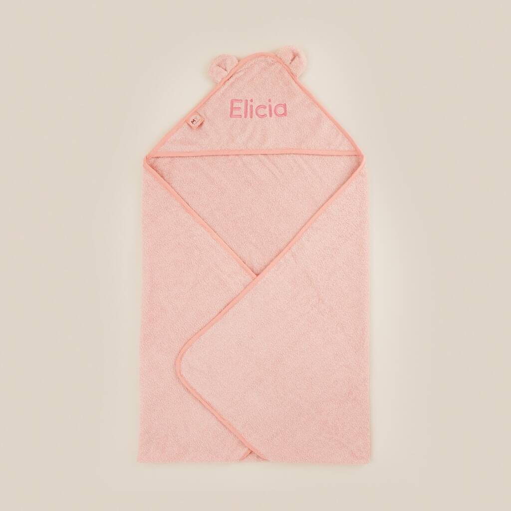 Personalised Large Pink Hooded Bath Towel, 1 of 4