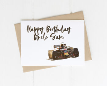 Personalised Adult Birthday Card Racing Car, 3 of 4