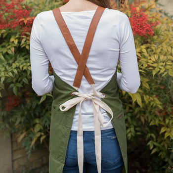 Personalised Atelier Waxed Cotton And Leather Apron, 6 of 12