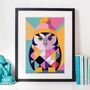 Geometric Owl Illustration Art Print, thumbnail 1 of 3