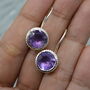 Amethyst Earrings: Sterling Silver, February Birthstone, thumbnail 4 of 5