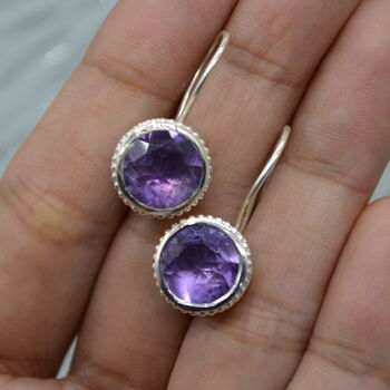 Amethyst Earrings: Sterling Silver, February Birthstone, 4 of 5
