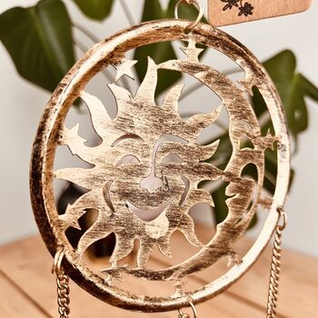 Handmade Metal Moon And Sun Wind Chime With Bells, 5 of 6