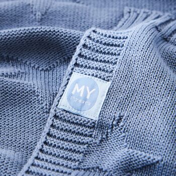 Personalised Wave Blue Jacquard Star Baby Blanket, 2 of 3