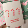 Merry Christmas Card With Candy Canes, thumbnail 2 of 3