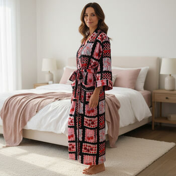 Cherry And Bow Print 100% Cotton Dressing Gown, 3 of 6