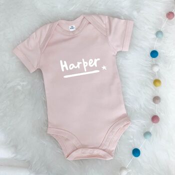Personalised Name Baby Grow With Star, 8 of 9