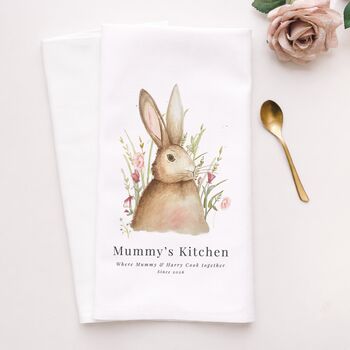 Personalised “Mummy’s Kitchen” Hare Tea Towel, 6 of 7
