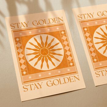 Stay Golden, Celestial Sun Art Print, Bohemian Poster, 2 of 3