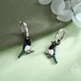 Sterling Silver Magpie Enamel Huggie Hoop Earrings, thumbnail 3 of 9