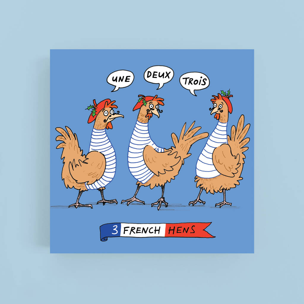 Three French Hens Christmas Cards, 1 of 2