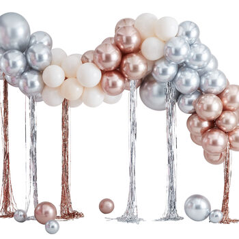 Mixed Metallics Balloon Arch With Streamers, 2 of 2
