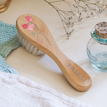 Personalised Birth Flower Baby Hair Brush, 2 of 6