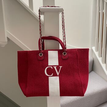 Personalised Stripe Style Chain Large Initial Tote Bags, 5 of 8