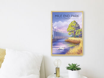 Mile End Park London Travel Poster Art Print, 2 of 8