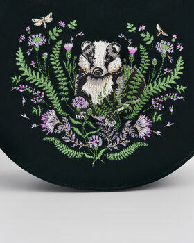 Badger Embroidered Green Top Handle Saddle Bag, 3 of 8