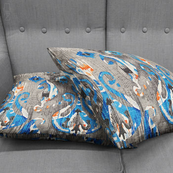 Cushion Cover With Blue And Grey Ikat Pattern, 4 of 7