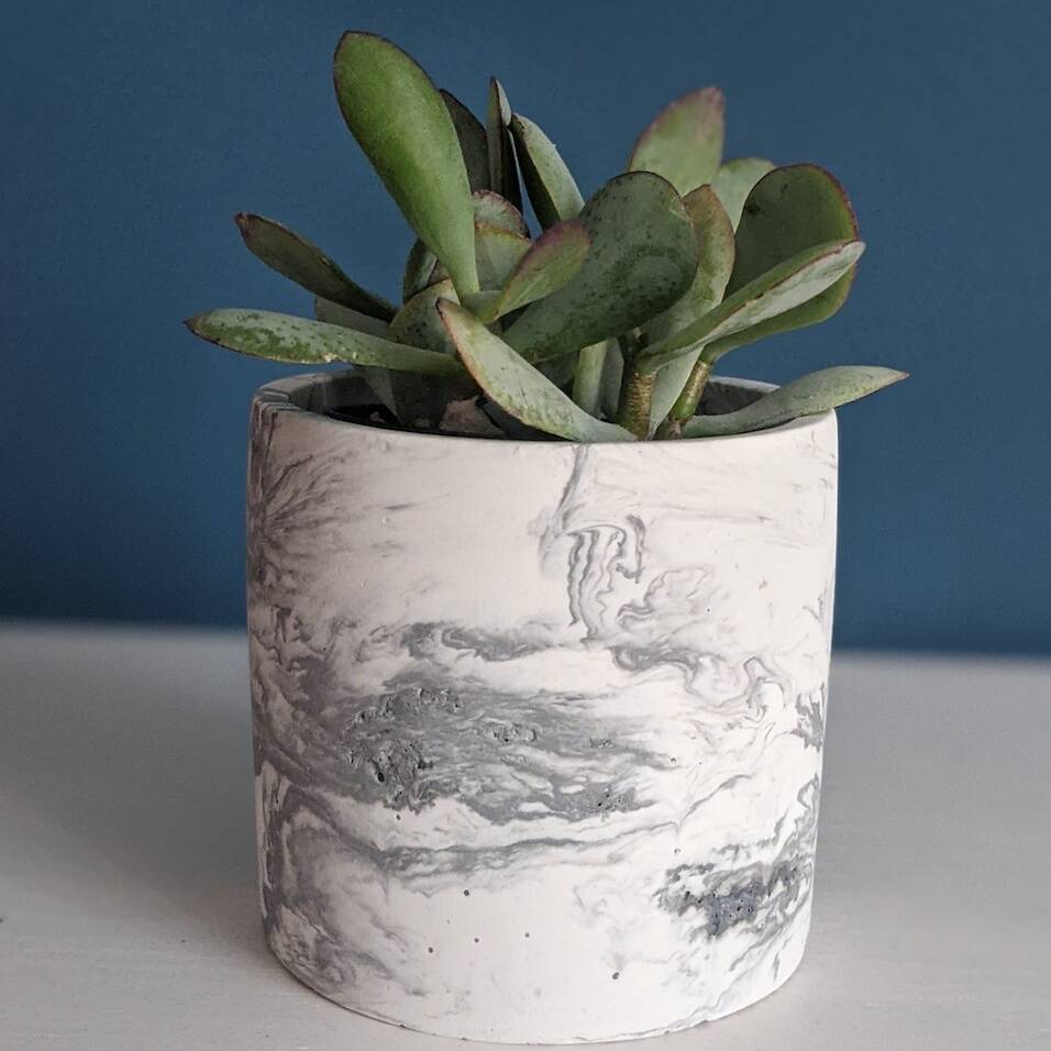 Handmade Grey Marble Effect Plant Pot By Four Homeware